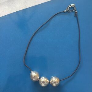 SILPADA Sterling Silver TRIPLE THREAT 3 Hammered Ball Leather Necklace N2053